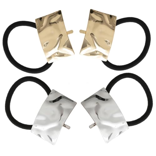 FIXOSHEE 4 Stück Metal Haarbänder Elastisch mit Gutem Halt Kleine Ponytail Halter in Gold und Silber Vielseitiges Haarschmuck accessoire für Frauen zur Einfachen Frisurgestaltung von FIXOSHEE
