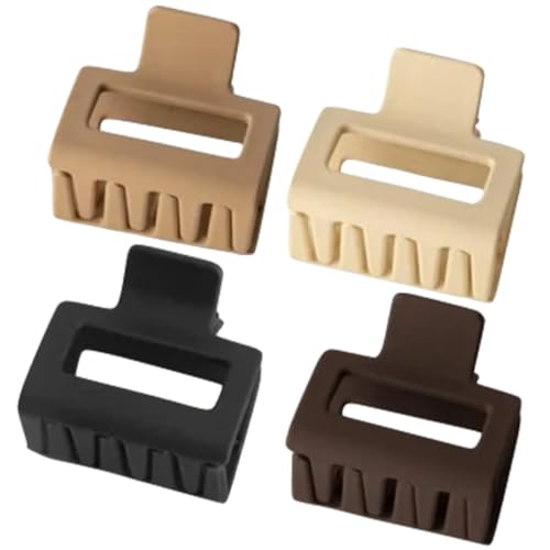 FIXOSHEE 4 Stück Minimalistische Quadratische Haarklammern für Damen Matte Rutschfeste Haarspangen für Dickes und Dünnes Haar Robuste Kunststoff Krallen für Stilvolles Haarstyling von FIXOSHEE