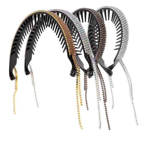 FIXOSHEE 4 Stück Strass Haarklammer Dutt Teiliges Glitzernde Haarklammern mit Quaste für Damen Langlebig Geeignet für Dickes und Dünnes Haar für Hochzeit Party Alltag und Festtage von FIXOSHEE
