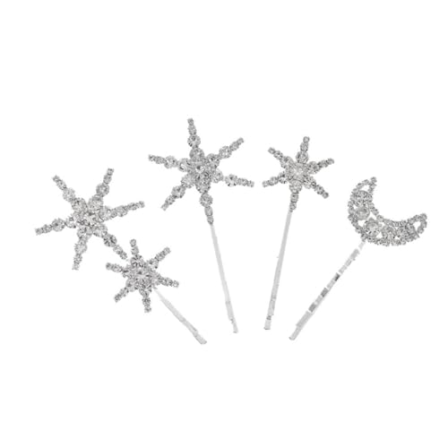 FIXOSHEE 4 Stück Strasssteine Haarspangen Teilig Silber mit Stern Mond Design Langlebige Haarklammern für Frauen Eleganter Haarschmuck für Hochzeit Party Besondere Anlässe von FIXOSHEE