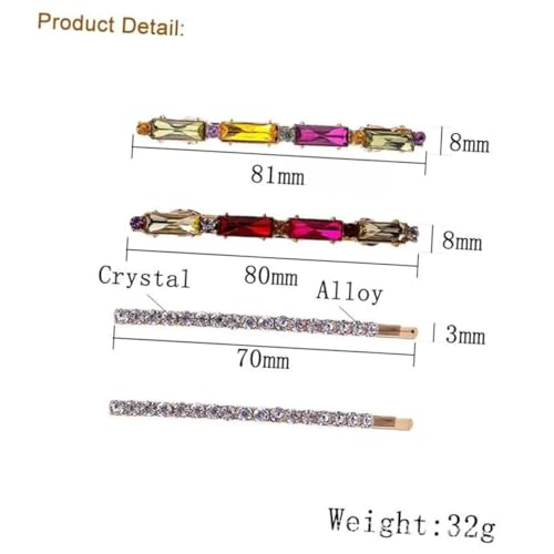 FIXOSHEE 4 Stück Teiliges Bunte Acryl Haarklammern mit Funkelnden Strasssteinen Robuste Metall Französische Haarspangen für Frauen Modischer Haarschmuck für Alltag und Besondere Anlässe von FIXOSHEE