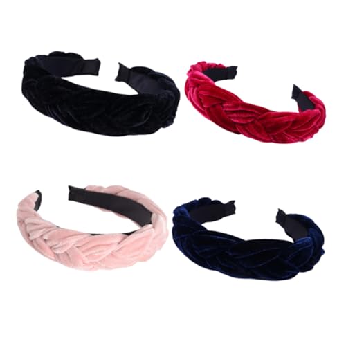 FIXOSHEE 4 Stück Teiliges Damen Haarbänder aus Weichem Geflochtene Stirnbänder mit Kreuz Design Modische Kopfbedeckungen für Alltag Yoga und Freizeit Bunte Farbvielfalt von FIXOSHEE