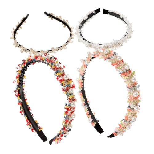 FIXOSHEE 4 Stück Teiliges Damen Stirnbänder mit Kunstperlen Gepolstert Breites Haarband Eleganter Haarschmuck für Frauen und Mädchen Geeignet für Partys und Besondere Anlässe von FIXOSHEE