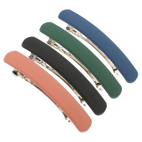 FIXOSHEE 4 Stück Teiliges Große Matte Haarklammern für Damen Rutschfeste Rechteckige Haarspangen mit Starker Befestigung Langlebige Federclips Schwarz Vielseitiger Haarschmuck für Alltag von FIXOSHEE