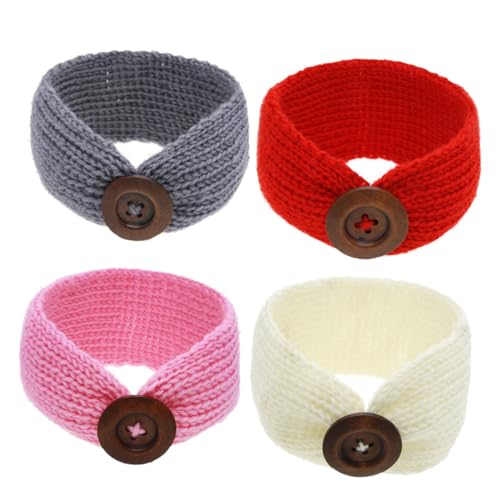 FIXOSHEE 4 Stück Teiliges Haarband aus Weichem Garn Leichtes Stirnband in Rot Rosa Weiß Komfortable Kopfbedeckung für Neugeborene und Kleinkinder für Party und Alltag von FIXOSHEE