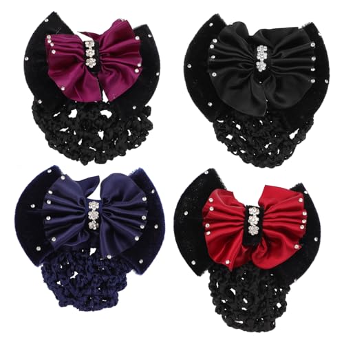 FIXOSHEE 4 Stück Teiliges Haarnetz Schleifen haarklammern Feines Mesh haarnetz für Damen Leichter Haarschmuck für Arbeit Büro und Festliche Anlässe Langlebig und Praktisch von FIXOSHEE