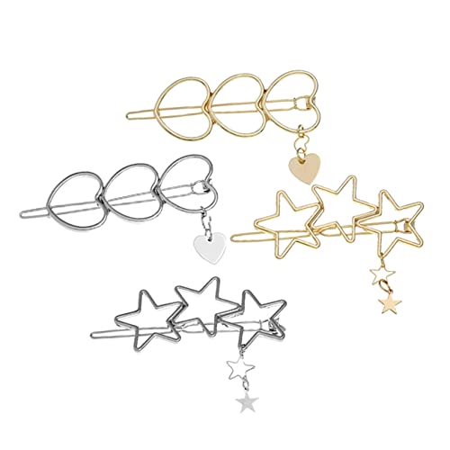 FIXOSHEE 4 Stück Teiliges Haarschmuck Stern und Herzform Haarspangen für Mädchen Stabile Haarnadeln für Alltag Hochsteckfrisuren Party Hochzeit und Festliche Anlässe von FIXOSHEE