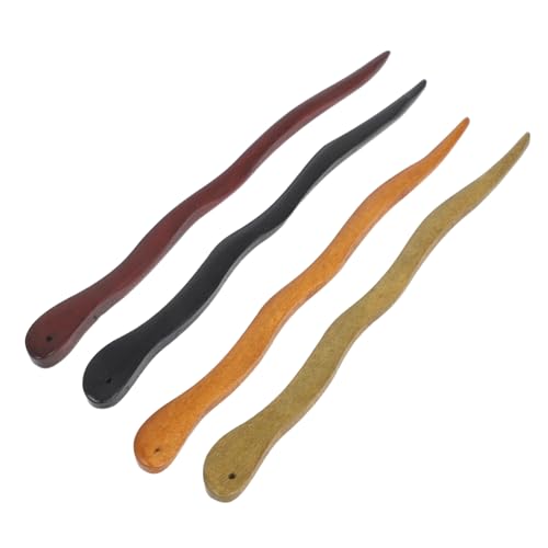 FIXOSHEE 4 Stück Teiliges Holz Haarstäbchen für Dutt Chinesische Haarnadeln aus Sandelholz Rutschfest Stabile Haarschmuck Accessoires für Frauen Handgefertigt Vintage Stil Geeignet für von FIXOSHEE
