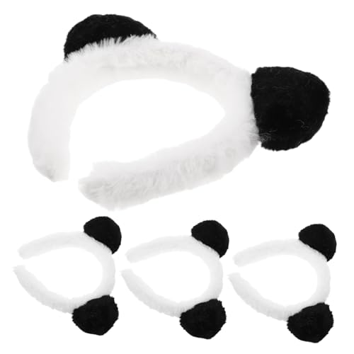 FIXOSHEE 4 Stück Teiliges Panda Ohren Haarreif Niedlich und Bequem Vielseitig für Karneval Halloween und Kostümparty Wiederverwendbar Tierisches Cosplay Zubehör für Erwachsene von FIXOSHEE