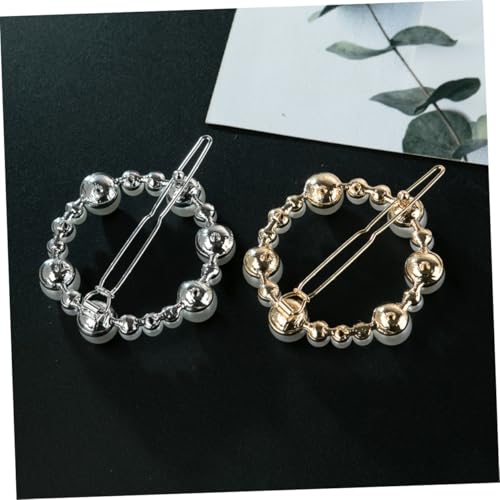 FIXOSHEE 4 Stück Teiliges Perlen haarspangen Damen Runde Unregelmäßige Form Gold Silberfarben Modischer Haarschmuck für Ponytail Flechten und Alltag Elegantes Accessoire für Geburtstag und von FIXOSHEE