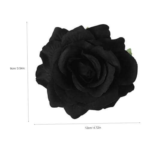 FIXOSHEE 4 Stück Teiliges Schwarze Blumen Haarspangen aus mit Rosenmuster Stabile Leichte Haarklammern für Frauen und Teenager Eleganter Haarschmuck für Alltag und Party von FIXOSHEE