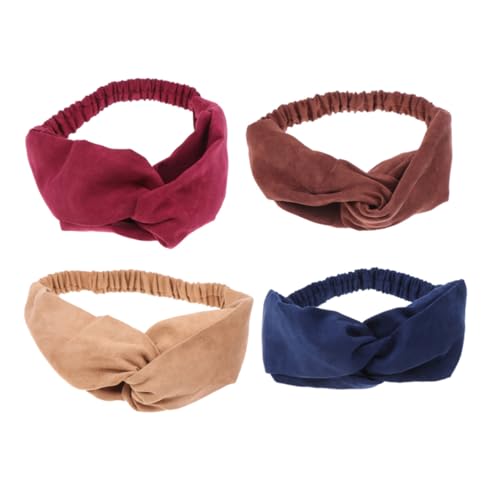 FIXOSHEE 4 Stück Teiliges Unifarbenes Haarband mit Kreuzdesign Modisches Stirnband für Damen und Mädchen Langlebiges Haarschmuck Accessoire für Alltag Party und Festliche Anlässe Khaki von FIXOSHEE