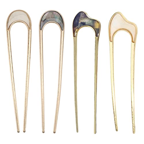 FIXOSHEE 4 Stück Teiliges Vintage Haargabel Legiertem Muschelmaterial U förmig Geformt Vielseitiger Haarschmuck für Damen und Mädchen Geeignet für Hochzeit Party und Alltag von FIXOSHEE