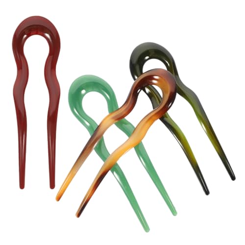 FIXOSHEE 4 Stück Teiliges Vintage U förmiges Haarnadel für Dutt Sichere und Stabile Frisuren Glänzendes Design in Verschiedenen Farben Haarschonend Modischer Haarschmuck für Damen und von FIXOSHEE