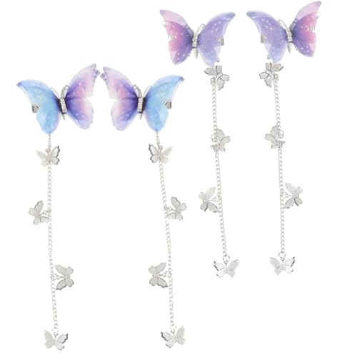 FIXOSHEE 4 Stück Vintage Metall Schmetterling Haarspangen mit Quasten Mehrlagige Dünne Tüll designs Damen Haarschmuck für Party Hochzeit und Alltag Langlebige Dekorative Haarnadeln von FIXOSHEE