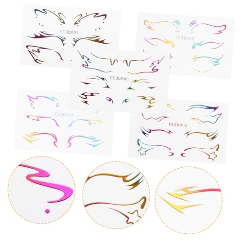 FIXOSHEE 5 Blätter Selbstklebende Butterfly Eye Makeup Sticker Wasserfeste Temporäre Face Tattoos Eyeliner Aufkleber für Halloween Cosplay Karneval und Bühnen Make up von FIXOSHEE