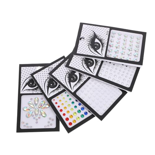 FIXOSHEE 5 Blätter Selbstklebende Gesicht Edelstein Sticker aus Acryl Vielfältige Formen für Festival Party Karneval Konzert Hautfreundliche Glitzersteine zur Dekorativen Make up von FIXOSHEE