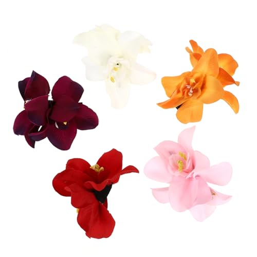 FIXOSHEE 5 Stück Hawaii Blumen Haarspangen Damen Doppelte Orchideen Haarklammern Party Haarschmuck für Frauen und Mädchen Eleganter Hawaii Haarschmuck Vielseitig für Alltag und Fest Fester von FIXOSHEE