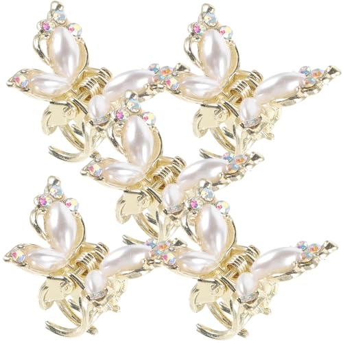 FIXOSHEE 5 Stück Kleine Schmetterling Haarklammern aus Legierung Modische Haarspangen für Frauen und Teenager Stabile Mini haarklammern mit Kristall Perlendekor für Hochzeit Geburtstag und von FIXOSHEE