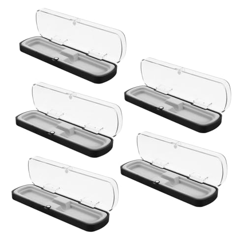 FIXOSHEE 5 Stück Rechteckiges Stifteetui aus Klarem Kunststoff Transparenter Federmäppchen Organizer Platzsparende Aufbewahrung für Stifte Bleistifte Büro Schulbedarf von FIXOSHEE