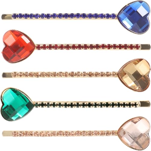FIXOSHEE 5 Stück Teiliges Kristall Haarnadeln mit Strasssteinen Vintage Bobby Pins für Frauen und Mädchen Leichte Haarspangen für Hochzeit Party Alltag Geeignet für Dickes und Feines Haar von FIXOSHEE