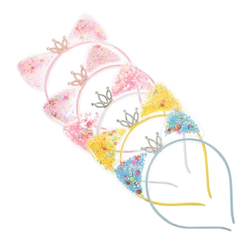 FIXOSHEE 5 Stück Teiliges Quicksand Katzenohren Haarreif Niedliche Party Stirnbänder für Mädchen Vielseitige Kopfbedeckung für Karneval Geburtstag Make up und Alltag Zufällige Farbe von FIXOSHEE