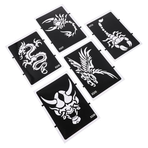 FIXOSHEE 5 Stück Teiliges Tattoo Schablonen für Körperkunst Dekorative Temporäre Tattoos Selbstklebende Vielseitige Vorlagen für Frauen und Erwachsene bei Festivals Partys und Besonderen von FIXOSHEE