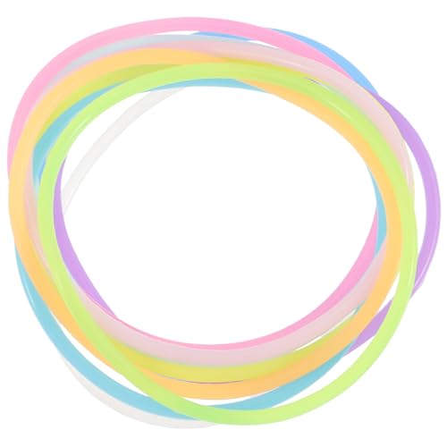 FIXOSHEE 50 Stück Bunte Silikon Jelly Armbänder in Neonfarben Fluoreszierende Party Wristbands zum Leuchten im Dunkeln Vielseitige Haargummis für Mädchen Langlebige Flexible Silikonringe von FIXOSHEE
