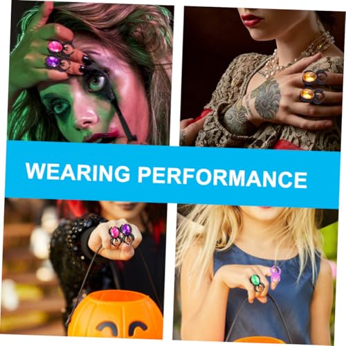 FIXOSHEE 50 Stück Kleine Fälschungs Halloween Party Bunte Themenringe Ring Halloween Damen Ring Spinne Gastgeschenk Klassenzimmer Leckereien Party von FIXOSHEE