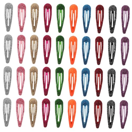 FIXOSHEE 50 Stück Teiliges Glitzer Snap Hair Clips in Farben Rutschfeste Metall Haarklammern für Junge Mädchen Mädchen und Frauen Bunte Wassertröpfchen Haarschmuck Passend zu Jedem Outfit von FIXOSHEE