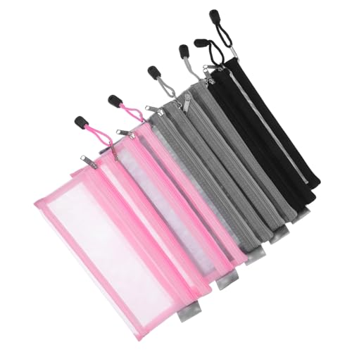 FIXOSHEE 6 Stück Doppelschicht Mesh Federmäppchen Transparente Nylon Netz Reißverschluss Organizer Stifte Mäppchen für Schüler Lehrer Bürobedarf von FIXOSHEE