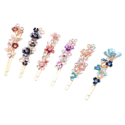 FIXOSHEE 6 Stück Haarnadeln mit Strassblumen Vintage Haarklammern für Frauen und Mädchen Modische Haarspangen für Hochzeit Party und Alltag Farbenfrohe Haarschmuck Accessoires von FIXOSHEE