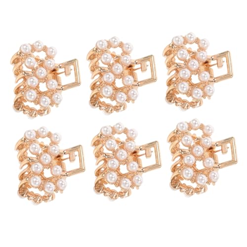 FIXOSHEE 6 Stück Mini Perlen Haarklammern Haarkrallen Kleine Haarspangen für Mädchen und Frauen Rutschfest Schonend Modischer Haarschmuck für Verschiedene Frisuren von FIXOSHEE