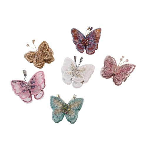 FIXOSHEE 6 Stück Teiliges Bestickte Schmetterling Haarnadeln für Mädchen und Frauen Farbenfrohe Haarspangen aus Langlebig und Modisch für Partys und Geschenkideen von FIXOSHEE
