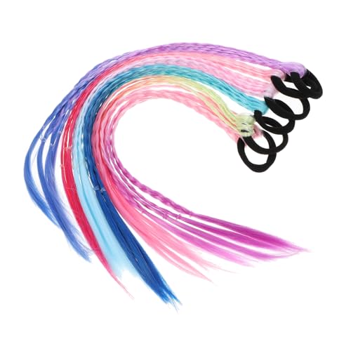 FIXOSHEE 6 Stück Teiliges Bunte Geflochtene Haarsträhnen Haargummis für Mädchen Ponytail holder Haarverlängerung Haarschmuck für Zöpfe und Dutt Styling von FIXOSHEE