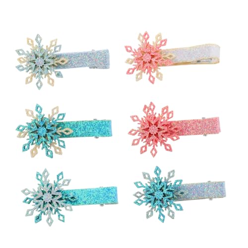 FIXOSHEE 6 Stück Teiliges Haarspangen mit Schneeflocken design Niedliche Schleifen haarklammern für Kleinkinder Langlebige und Attraktive Haarschmuck accessoires für Zufällige Farbe von FIXOSHEE