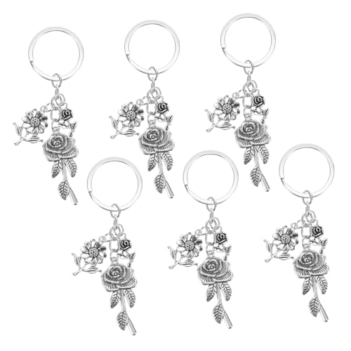 FIXOSHEE 6 Stück Teiliges Modischer Blumen schlüsselanhänger aus Robustem Zinklegierung Stilvoller Taschen Rucksack anhänger Kompakte Leichte Charms für Geldbörse Handy und Geschenke von FIXOSHEE