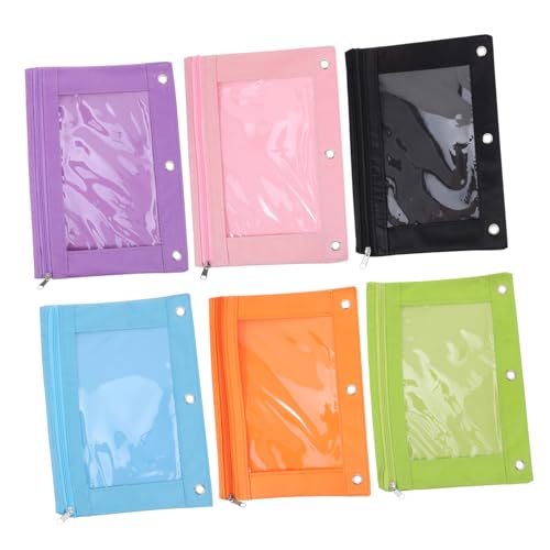 FIXOSHEE 6Stücke Bleistiftbeutel aus Oxford Großer Aktenbeutel mit Fenster Wiederverwendbar und Tragbar für Schule und Büro von FIXOSHEE