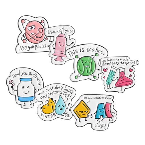 FIXOSHEE 7 Stck Teiliges Chemie Labor Broschen Metall Anstecknadeln mit Cartoon Design Dekorative Pins für Kleidung und Rucksäcke Robuste Stilvolle Abzeichen im Wissenschaftlichen Look von FIXOSHEE