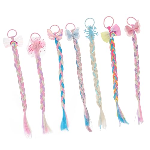 FIXOSHEE 7 Stück Teiliges Buntes Geflochtenes Haarband mit Haargummis für Mädchen Modische Haarverlängerungen zum Verkleiden Leichtes Komfortables Haarschmuck Partys und Alltag von FIXOSHEE