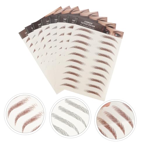 FIXOSHEE 8 Blatt Wasserfeste Realistische Augenbrauen aufkleber Natürliche Augenbrauenschablonen Einfach Anzuwenden für Anfänger Verschiedene Gesichtsformen Langanhaltende Make up effekte von FIXOSHEE