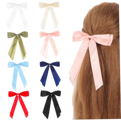 FIXOSHEE 8 Stück Teiliges Haarklammern mit Schleifen Langlebige Polyester Alligator Clips Modische Haarschleifen für Frauen und Mädchen Vielseitige Farbwahl Stabile Form für Langen Sitz von FIXOSHEE