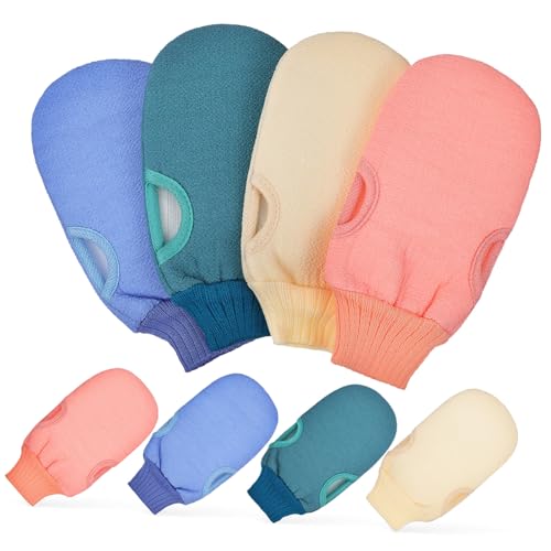 FIXOSHEE 8 Stück Teiliges Peelinghandschuh mit Elastischem Wiederverwendbare Körperpeeling Handschuhe für Damen und Herren Sanfte Massage und Effektive Reinigung Maschinenwaschbar von FIXOSHEE