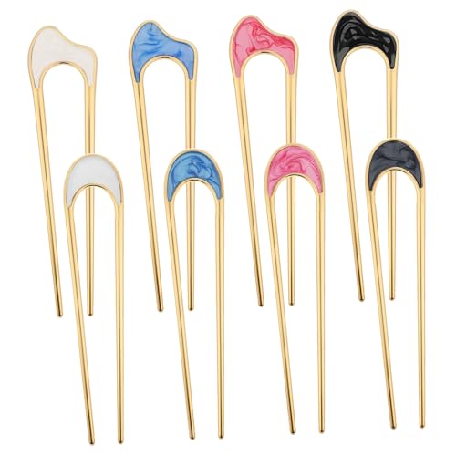 FIXOSHEE 8 Stück Teiliges U Förmiges Haarnadel für Damen Vielseitig Einsetzbar Fester Sitz Buntes Französisches Design Leichtes Metall Geeignet für Haartypen für Dutt und Styling von FIXOSHEE