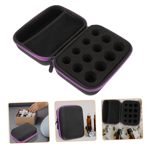 FIXOSHEE Ätherische Öle Aufbewahrungsbox Fächer Kapazität Tragbare Aufbewahrungstasche mit Eva Hartschale Stoßfest Schutz für Aromatherapieflaschen Reise Organizer Violett von FIXOSHEE