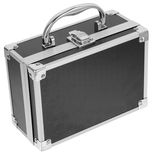FIXOSHEE Aluminiumlegierung Kosmetikkoffer Tragbarer Make up Organizer Aufbewahrungsbox mit Griff Leichtes Instrumenten Werkzeugaufbewahrungskoffer Klein Schwarz von FIXOSHEE