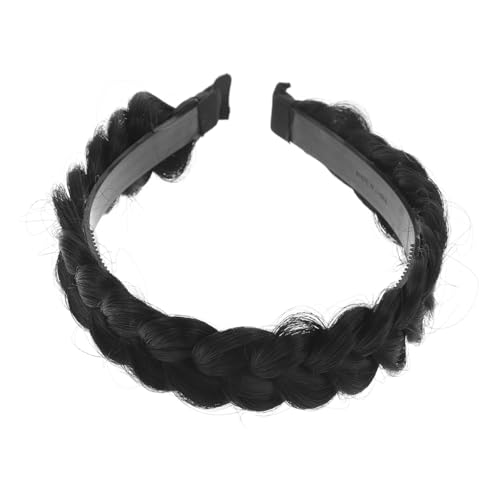 FIXOSHEE Anti rutsch Haarband Damen mit Zähnen Geflochtenes Stirnband für Mädchen Modischer Haarschmuck für Sicheren Halt und Vielseitige Frisuren Natürliche Schwarze Flechtoptik von FIXOSHEE