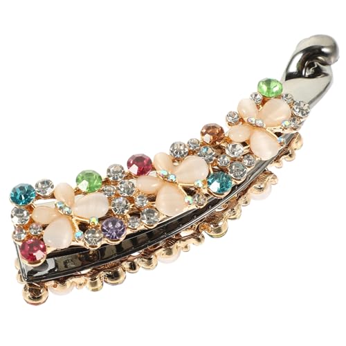 FIXOSHEE Banane Haarklammer mit Strasssteinen Haarklammer für Damen und Mädchen Eleganter Pferdeschwanzhalter Stabil und Leicht Alltags und Festtagsgebrauch Weiß von FIXOSHEE