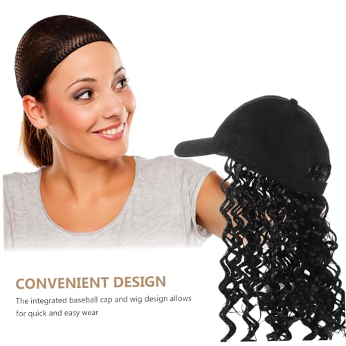 FIXOSHEE Baseball Cap mit Lockenperücke für Frauen Atmungsaktive Mütze mit Integriertem Afro Lockenhaar Bequemer Sitz Synthetische Haarverlängerung für Alltag und Besondere Anlässe von FIXOSHEE