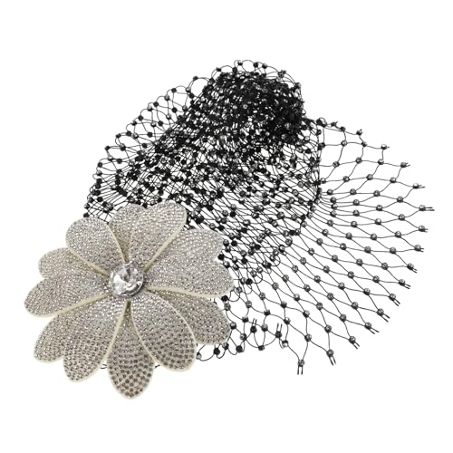 FIXOSHEE Blumen Haarschmuck Vintage Strass Netz Damen Kopfbedeckung Für Hochzeit Party Jubiläum Elegant Floraler Hut Accessoire von FIXOSHEE